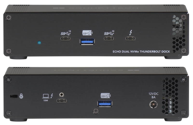 Sonnet Echo Dual NVMe Thunderbolt Dock Front Back