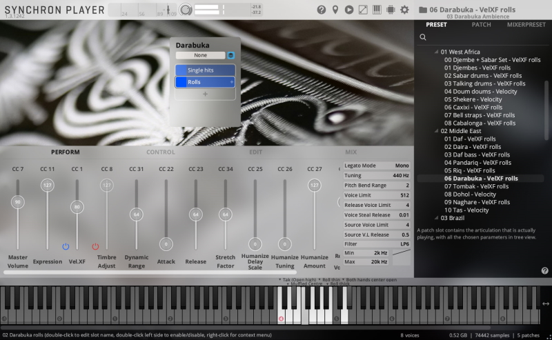 VSL SynchronWorldPercussion GUI DarabukaPerform small